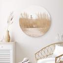 Tableau sur alu-Dibond rond Phare dans l'herbe des dunes