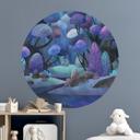 Vinilo decorativo bosque encantado azul noche - DigitalArtsi - Redondo