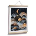 Póster Fredriksson - Montañas bajo la luz dorada de la luna