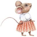 Wallsticker Nysgerrig mus - Pige - Kikki Belle