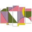 Lærredstryk 5 stykker, geometriske abstraktionsformer