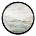 Poster Mistig berglandschap aquarel - Ms Tiff - Rond