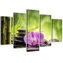 5 stykke lærredsprint, Orchid Zen Stones