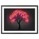 Póster con aspecto de neón | Árbol con corazones rojos - Mielu