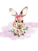 Poster Lapin rose + Texte à personnaliser
