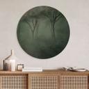 Houten Wanddecoratie bos magie in de ochtendmist groen - Ms Tiff - Rond