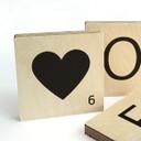 Træbogstaver - Scrabble - Hjerte