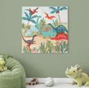 Canvasbillede Farverige dinosaurer i en urskov | Børneværelsesdekoration - Bonne Müller - Square