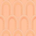 tapet med buer i art deco-stil orange hvid - grafisk tapet i retro-look 