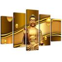 Lærredstryk 5 styk, Buddha Golden Feng Shui