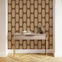 Papel pintado no tejido de color marrón beige aspecto madera textura madera geométrica 