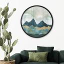 Póster Paisaje soleado en azul y dorado - SpaceFrog Designs - Redondo