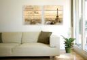Houten Wanddecoratie Skyline van Parijs 2-delig