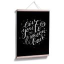 Póster Love you to the moon and back - handlettering - negativo negro