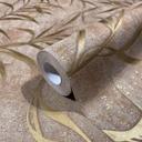 Papel pintado no tejido con hojas en hormigón de aspecto floral marrón