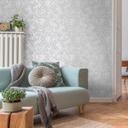 Papel pintado Jungla gris plata efecto metalizado no tejido hojas salón