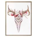 Póster Kvilis - Calavera Boho Flores Rojas
