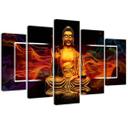 5 stykke lærredstryk Buddha Golden Abstraktion