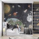 Fotobehang kinderkamer zonnestelsel met planeten en aarde - Ms Tiff