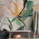 COSMOPOLITAN Fototapet blomst creme rosa grøn brugt look Ikke-vævet tapet vintage look
