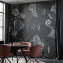 Fototapet blomster, blade blomstret natur, moderne i sort