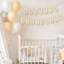 Decoración en madera chopo - Cadena de banderines Feliz Cumpleaños incl. cuerda de algodón