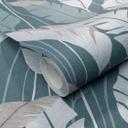 Papel pintado no tejido sin PVC con motivo de hojas en verde
