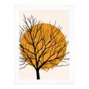 Póster Kubistika - Sol dorado detrás de un árbol
