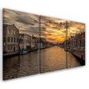 3 stykke lærredstryk, Amsterdam Canal Houses City