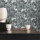 Papel pintado con zarcillos y flores en blanco y negro - papel pintado no tejido de flores