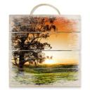 Cuadro de madera puesta de sol sobre las colinas - 40x41,5 cm
