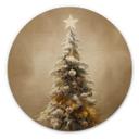 Cuadro de madera Árbol de Navidad dorado - Treechild - Redondo