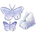 Sticker mural Papillons dessinés à la main lilas/bleu 3 pièces