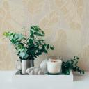 Papel pintado no tejido con hojas, blanco oro claro brillante - papel pintado floral plantas