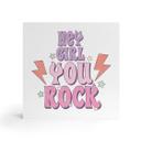 Billede af træ til at sætte op - Hey girl you rock - 15x15 cm