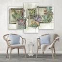 3 stykke lærredsprint, firkantede æsker hylder med blomster