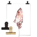 Plakat - Origami Fjer - Rosegold-optik
