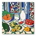 Glasbillede - Frugt og grøntsager på køkkenbordet - Inspireret af Matisse - Zamart
