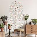 Wallsticker rundbue vægpanel farverige vilde blomster - UN Design - smal