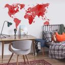 Wallsticker - Verdenskort Aquarel, rød
