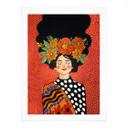 Póster Mujer sonriente con flores naranjas - Hülya