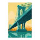Póster de tela vista de la ciudad a través del puente de Manhattan - Heemskerk
