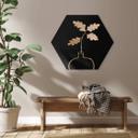 Hexagone - alu-Dibond 1X Studio - Feuilles de chêne doré dans un vase