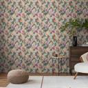 Blomstret tapet anthuriums farverig grøn beige - tropisk blomstermønster - Ikke-vævet tapet