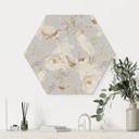 Hexagon Dibond Fugle blandt hvide blomster - UN Designs