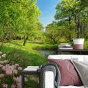 Fotobehang Papierbehang Park in de Lente - 366x254 cm