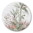 Glasbillede - Tropisk idyl med kolibri blå - blomsterdekoration - rund