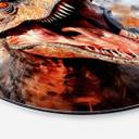 Vægmaleri T-Rex: Det vilde ansigt fra forhistorisk tid - Jaszke - rund – print på aluminium
