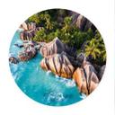 Póster Costa rocosa tropical de las Seychelles - Colombo - Redondo
