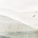 Fotobehang met bergsilhouet - Mistig berglandschap aquarel - Ms Tiff